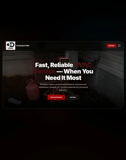 HVAC contractor website homepage built by Vexion Labs