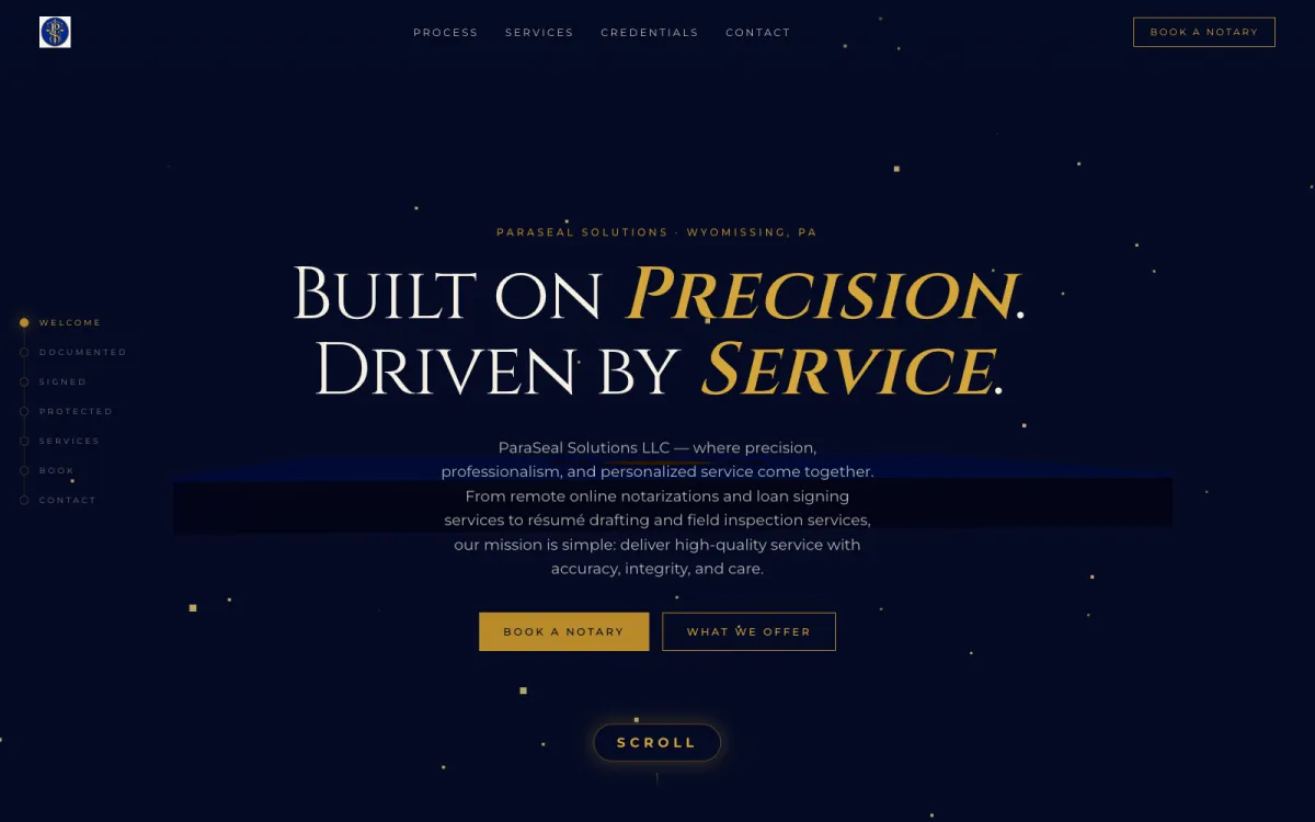 ParaSeal Solutions — notary and paralegal website built by Vexion Labs