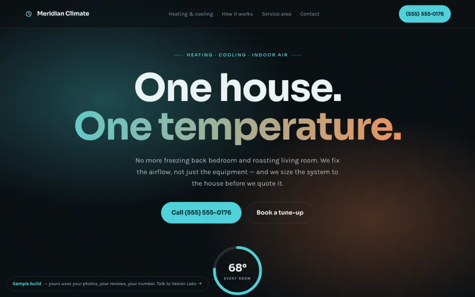 Sample heating & cooling website built by Vexion Labs
